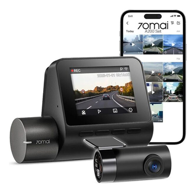 70mai A200-1 Front & Rear Dash Cam w. Screen, Set with RC11 Rearview Camera, 1080P 60FPS 130FOV 500m