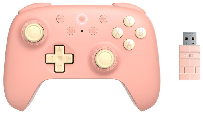 8BitDo Ultimate 2C Wireless BΤ and 2.4Ghz Pad Peach (RET00472) χειριστήριο συμβατό με PC & Android με 1000 Hz Polling Rate