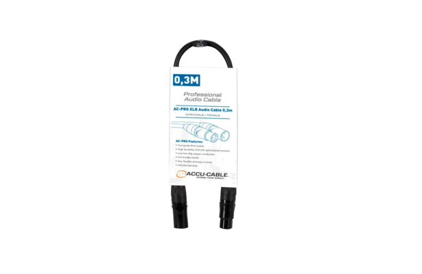 ACCU-CABLE AC-PRO Καλώδιο 3-pin XLR Αρσενικό - 3-pin XLR Θηλυκό 0,3m