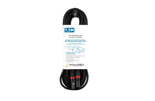 ACCU-CABLE AC-PRO Καλώδιο 3-pin XLR Αρσενικό - 3-pin XLR Θηλυκό 7,5m