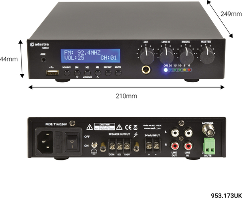 Adastra UM30 Μίκτης-Ενισχυτής Με USB/FM & Bluetooth 30W