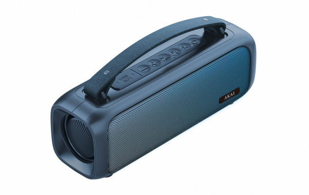 Akai ABTS-08BL Μπλε φορητό ηχείο Bluetooth με AWS, USB, AUX, FM, LED-8W RMS