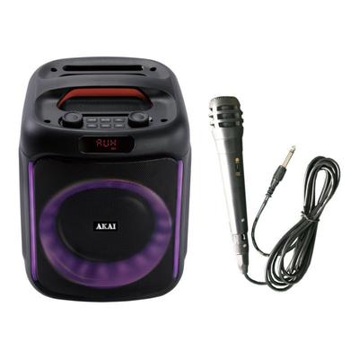 Akai ABTS-V20 Φορητό ηχείο με Bluetooth, USB, AUX-IN, κάρτα TF, FM, LED και ενσύρματο μικρόφωνο- 20W RMS.