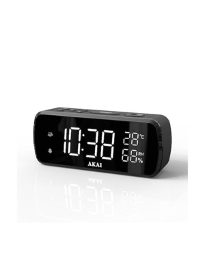 Akai ACR-1080 Ψηφιακό ρολόι-ξυπνητήρι με ραδιόφωνο FM, USB για φόρτιση, ένδειξη θερμοκρασίας-υγρασίας και διπλή αφύπνιση