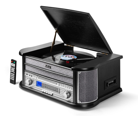 Akai ATT-350CC – Ρετρό Πικάπ 3 Ταχυτήτων με CD, Κασέτα, AM/FM, Bluetooth & USB Recording (2×4W)