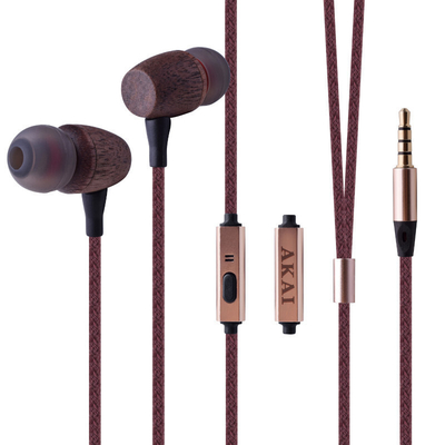 Akai BTE-W200F In-ear Handsfree Ακουστικά με Βύσμα 3.5mm Καφέ
