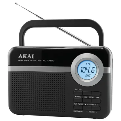 Akai PR006A-472U – Φορητό Ραδιόφωνο FM με USB/SD, LCD Οθόνη & Ξυπνητήρι