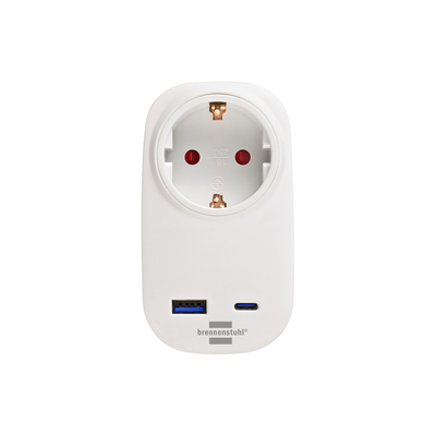 Αντάπτορας σούκο με USB-C 20W και USB-A 18W BRENNENSTUHL 1508210010