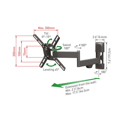 Barkan 2400.B ,13" - 43" με Διπλό Βραχίονα και Κλίση Βάση Τηλεόρασης Τοίχου