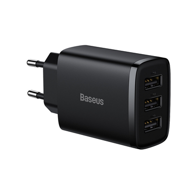 Baseus CCXJ020101 Φορτιστής Χωρίς Καλώδιο με 3 Θύρες USB-A 17W Μαύρος