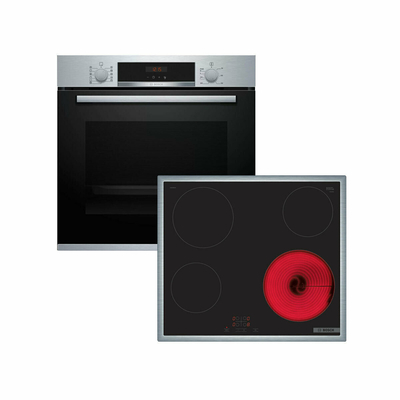 Bosch Σετ Φούρνος Ανω Πάγκου HBA534ES00 + Εστίες Κεραμικές PKE645BA2E