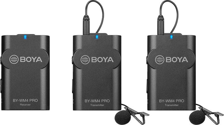 BOYA BY-WM4 pro-K2 wireless mic 2.4G Wireless Mic System 1+2 (2 transmitters, two person vlog)