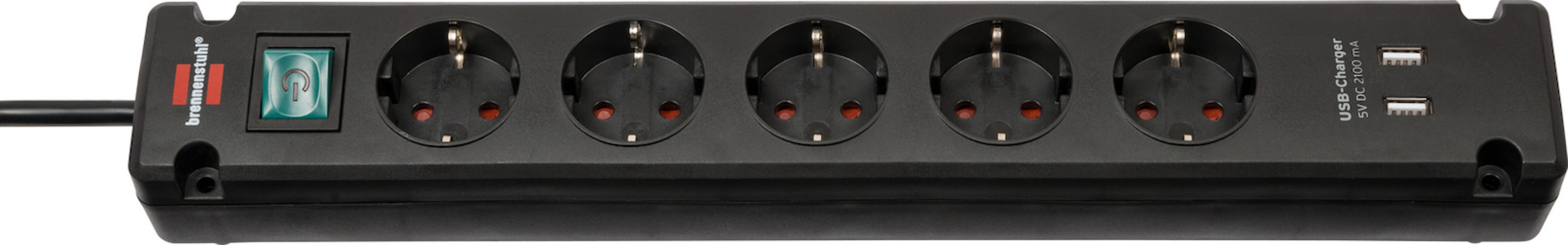 Πολύπριζο 5 θέσεων με 2 x USB-A με διακόπτη και 3m καλώδιο BRENNENSTUHL 1150660315 Bremounta