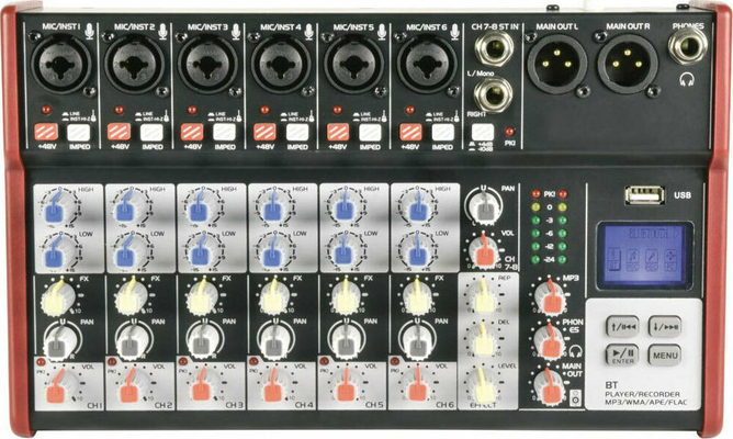 Citronic CSM-8 Αναλογική Κονσόλα 6 Καναλιών με Phantom Power & 6 Εισόδους XLR & Bluetooth