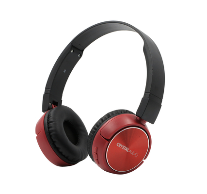 CRYSTAL AUDIO BT4-R RED BLUETOOTH ON-EAR FOLDABLE HEADPHONES