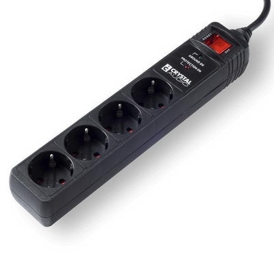CRYSTAL AUDIO CP4-1300-70 Μαύρο Πολύπριζο Προστασίας Schuko 4 Θέσεων 1300j/70db
