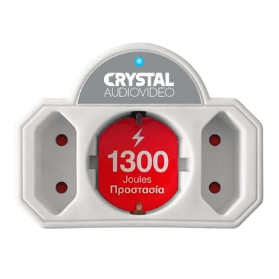 CRYSTAL AUDIO SPW21-1300-70 Λευκό Πολύπριζο Προστασίας 1 Θέσης Schuko - 2 Απλών Θέσεων 1300j/70