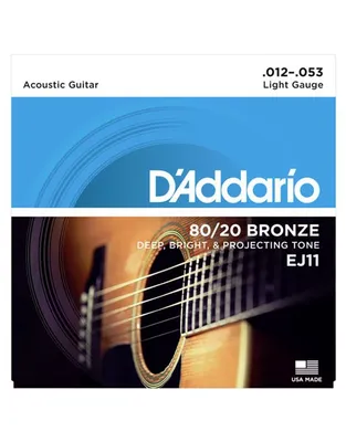 D'Addario EJ-11 Χορδές Ακουστικής Κιθάρας 80/20 Bronze .012-.053 Light