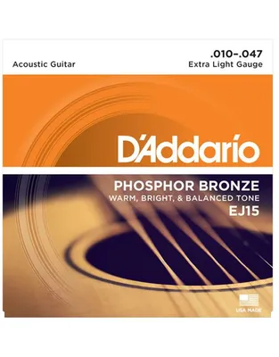 D'Addario EJ-15 Χορδές Ακουστικής Κιθάρας Phosphor Bronze  .010-.047 Extra Light