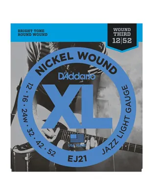 D'Addario EJ 21 Χορδές Ηλεκτρικής Κιθάρας XL Nickel Wound .012-.052 Jazz Light Wound 3rd