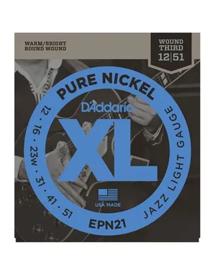 D'Addario EPN-21 Χορδές Ηλεκτρικής Κιθάρας Pure Nickel .012-.051 Jazz Light
