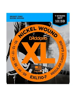 D'Addario EXL-110/7 Χορδές 7-χορδης Ηλεκτρικής Κιθάρας XL Nickel Wound .010-.059 Regular Light