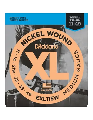 D'Addario EXL-115W Χορδές Ηλεκτρικής Κιθάρας XL Nickel Wound .011-.049 Medium Wound 3rd