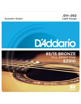 D'Addario ΕΖ-910 Χορδές Ακουστικής Κιθάρας 85/15 Bronze  .011-.052 Light