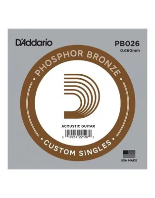 D'Addario PB026 Χορδή Ακουστικής Κιθάρας .026" Phosphor Bronze