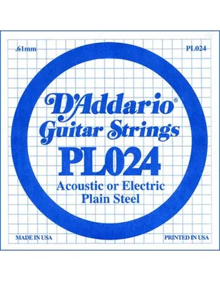 D'Addario PL024 Χορδή Ηλεκτρικής / Ακουστικής Κιθάρας .024" Plain Steel