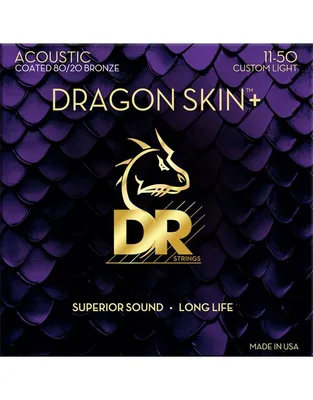 DR Strings Dragon Skin+ DA8-11 Coated 80/20 Bronze Χορδές Ακουστικής Κιθάρας .011 -.050 Custom-Light