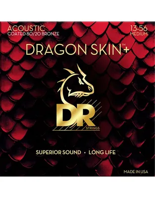 DR Strings Dragon Skin+ DA8-13 Coated 80/20 Bronze Χορδές Ακουστικής Κιθάρας .013 -.056 Medium