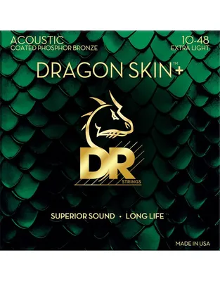 DR Strings Dragon Skin+ DAP-10 Coated Phosphor Bronze Χορδές Ακουστικής Κιθάρας .010 -.048 Extra-Light