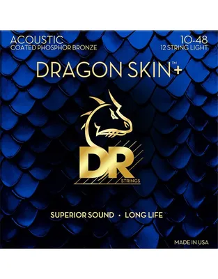 DR Strings Dragon Skin+ DAP-10/12 Coated Phosphor Bronze Χορδές 12 Xορδής Ακουστικής Κιθάρας .010 -.048 Extra-Light
