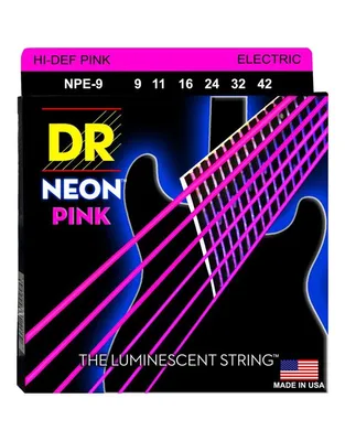 DR Strings Neon Pink NPE-9 Χορδές Ηλεκτρικής Κιθάρας .009 -.042 Light