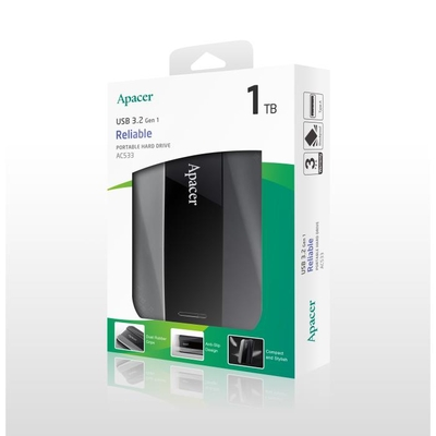 Εξωτερικός Σκληρός Δίσκος 2.5" Apacer AC533 1TB USB 3.2 Gen1 Μαύρο