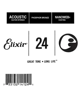 ELIXIR 14124 Nanoweb Coating Phosphor Bronze Μεμονωμένη Χορδή Ακουστικης Κιθάρας .024''