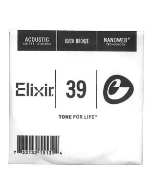 ELIXIR 15139 Χορδή Ακουστικης Κιθάρας Nanoweb Coating 80/20 Bronze .039''