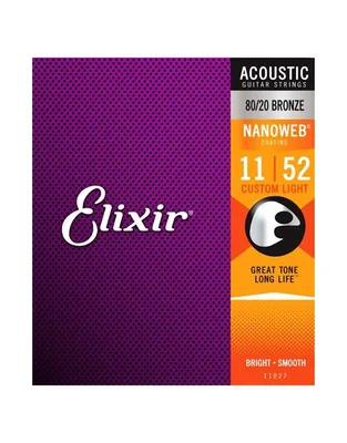 ELIXIR 11027 Χορδές Ακουστικής Κιθάρας Nanoweb Coating 80/20 Bronze .011-.052 Custom Light