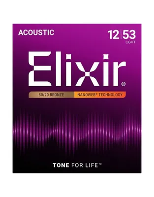 ELIXIR 11052 Χορδές Ακουστικής Κιθάρας Nanoweb Coating 80/20 Bronze .012-.053 Light