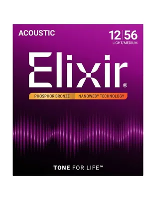 ELIXIR 16077 Χορδές Ακουστικής Κιθάρας Nanoweb Coating Phosphor Bronze .012-.056 Medium