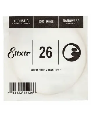 ELIXIR 15126 Χορδή Ακουστικης Κιθάρας Nanoweb Coating 80/20 Bronze .026''