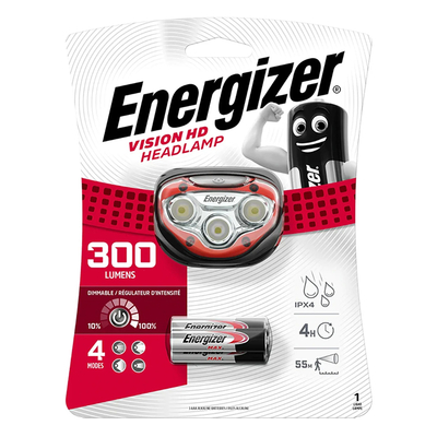 ENERGIZER VISION HD HEADLAMP 300 LUMENS Φακός κεφαλής Energizer Vision Headlight HD με φωτεινότητα 300 lumens.