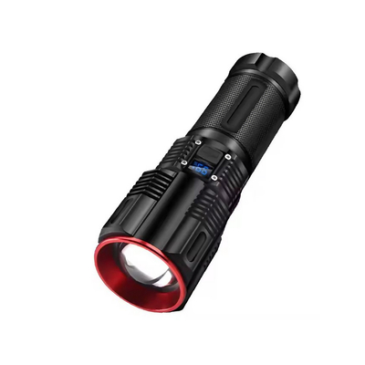 Φακός Επαναφορτιζόμενος LED με zoom αλουμινίου μαύρος