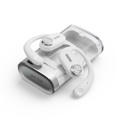 Fiio JadeAudio JW1 Air Conduction Bluetooth Handsfree Ακουστικά με Αντοχή στον Ιδρώτα και Θήκη Φόρτισης Λευκά