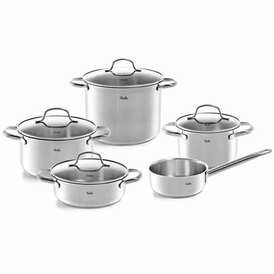 Fissler Σετ Κατσαρόλες από Ανοξείδωτο Ατσάλι Ασημί 040-113-05-000/0 San Francisco 9τμχ