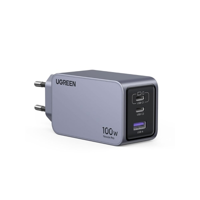 Φορτιστής Σπιτιού GaN PD 100W UGREEN X757 25874 3 Θέσεων, με καλώδιο USB-C 100W 1.5m Γκρί