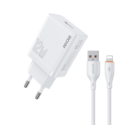 Φορτιστής Σπιτιού 12W WK WP-U76, με καλώδιο Lightning Λευκό