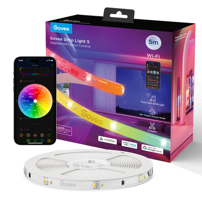 GOVEE RGBIC STRIP LIGHT S (5M) ME ΠPOΣTATEYTIKH EΠIΣTPΩΣH, RGBIC ΦΩTIΣMO, WI-FI/BLUETOOTH