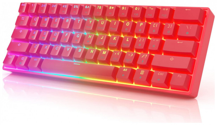 HK Gaming Πληκτρολόγιο GK61 RGB Κόκκινο με Gateron Mechanical Black Διακόπτες (mini 60% US Layout)